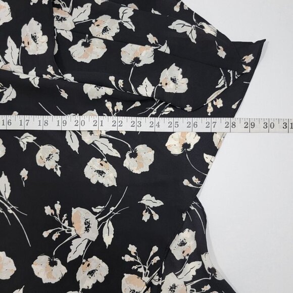 Ralph Lauren LRL Floral Midi Skirt Womens Size 1X Black Flowy Asymmetrical Hem - Picture 8 of 12